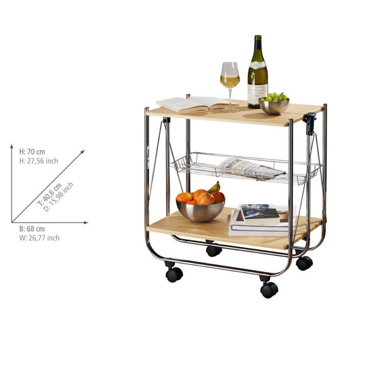 Produktbild: Servierwagen Mod. Dinett Deluxe Ahorn, zusammenklappbar