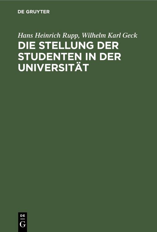 Produktbild: Die Stellung der Studenten in der Universit&auml;t