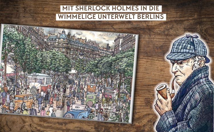 Produktbild: Micro Crimes. Das Krimi-Suchbuch. Sherlock Holmes gegen die Unterwelt Berlins. Finde die Ganoven im Gewimmel der Goldenen 20er