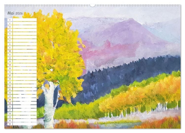 Produktbild: Gemalte Herbsttr&auml;ume - Eine malerische Reise in bunte Herbstlandschaften (hochwertiger Premium Wandkalender 2026 DIN A2 quer), Kunstdruck in Hochglanz