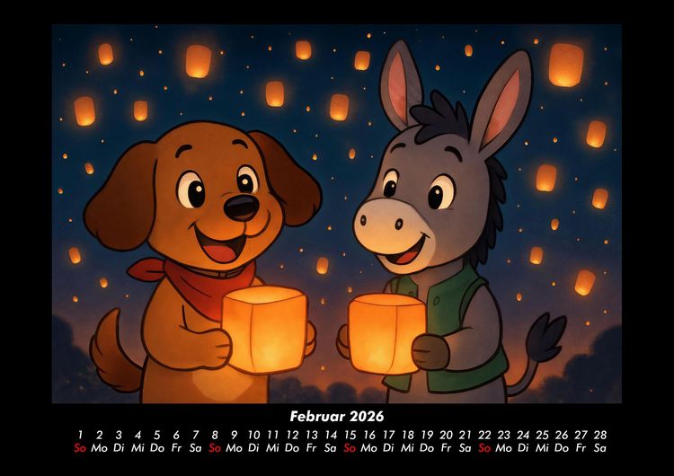 Produktbild: Wuff & Huf - Festliche Freundschaft 2026 Fotokalender DIN A3