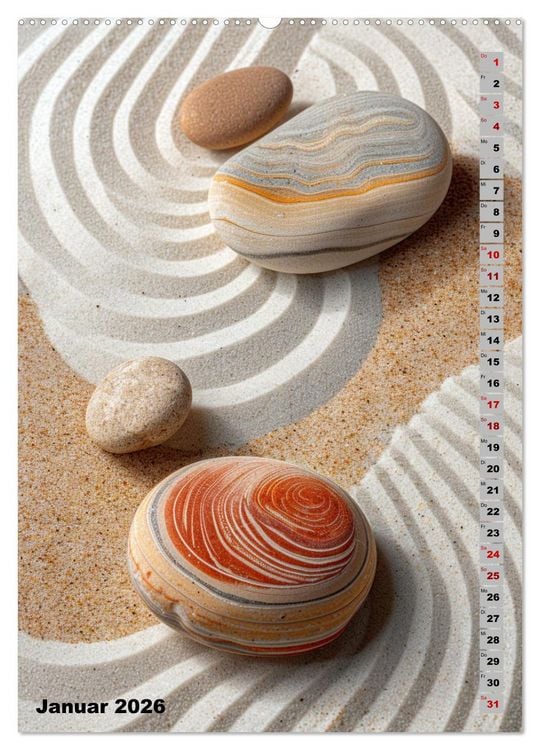 Produktbild: Zen aus Sand (Wandkalender 2026 DIN A2 hoch), CALVENDO Monatskalender