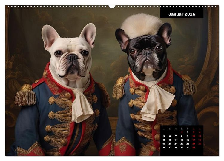 Produktbild: Franz&ouml;sische Bulldogge KI Digiart (hochwertiger Premium Wandkalender 2026 DIN A2 quer), Kunstdruck in Hochglanz