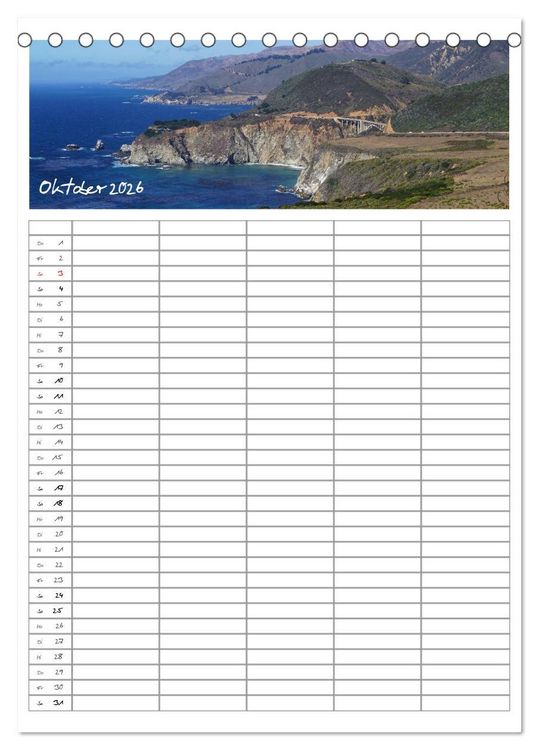 Produktbild: Kalifornien - Familienplaner 2026 (Tischkalender 2026 DIN A5 hoch), CALVENDO Monatskalender