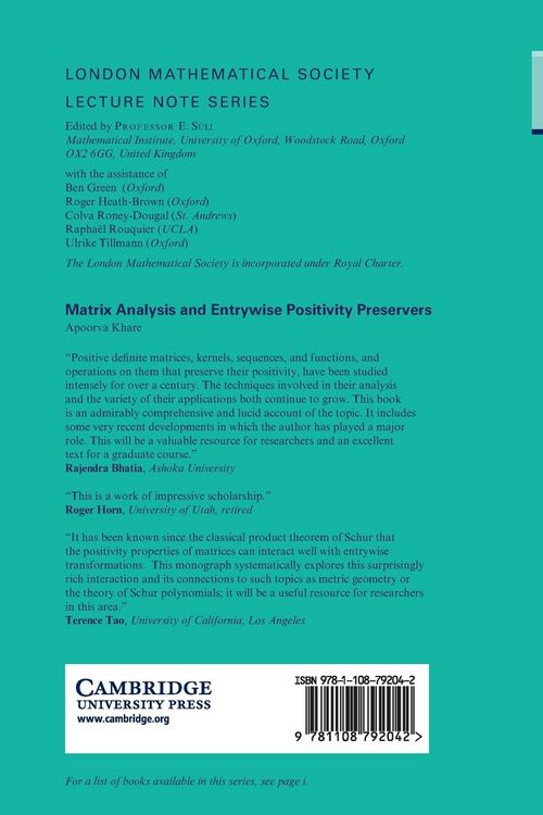 Produktbild: Matrix Analysis and Entrywise Positivity Preservers