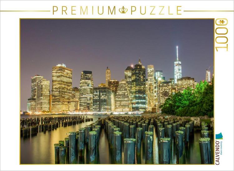 Produktbild: CALVENDO Puzzle Nachtaufnahme von Manhattan Skyline | 1000 Teile Lege-Gr&ouml;&szlig;e 64x48cm Foto-Puzzle f&uuml;r gl&uuml;ckliche Stunden