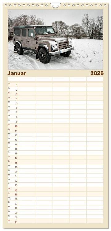 Produktbild: Familienplaner 2026 - Mit dem 4x4 durch Europa mit 5 Spalten (Wandkalender, 21 x 45 cm) CALVENDO