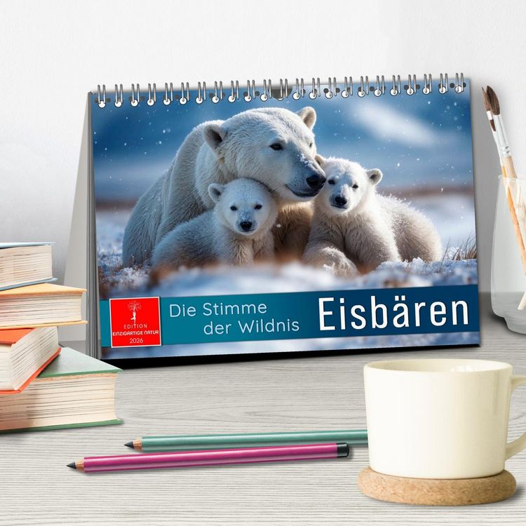 Produktbild: Eisb&auml;ren - die Stimme der Wildnis (Tischkalender 2026 DIN A5 quer), CALVENDO Monatskalender