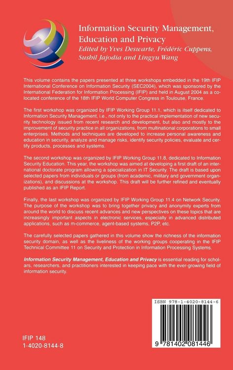 Produktbild: Information Security Management, Education and Privacy
