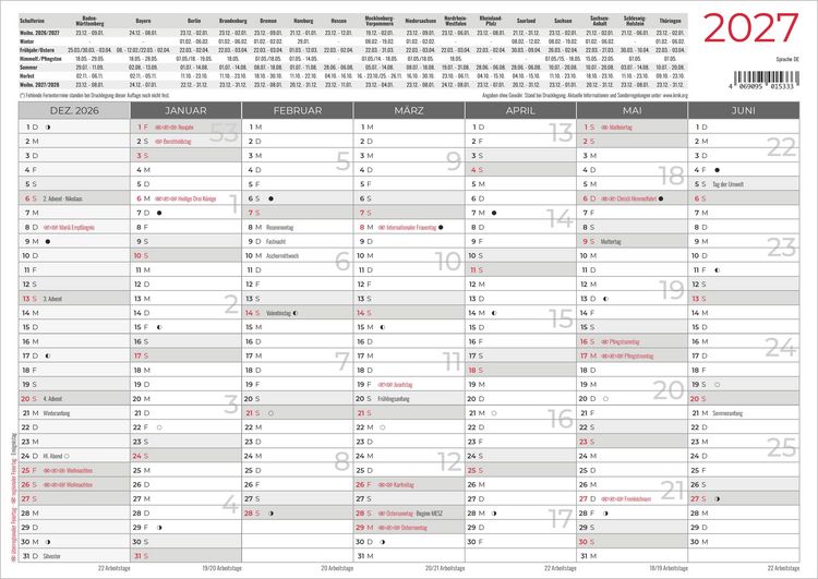 Produktbild: Tafelkalender A4 beidseitig 2027