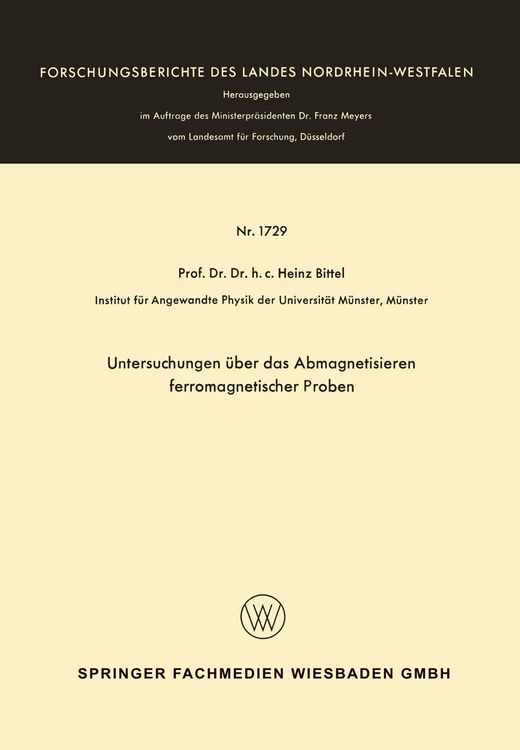 Produktbild: Untersuchungen &uuml;ber das Abmagnetisieren ferromagnetischer Proben