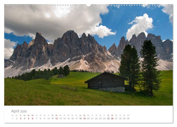 Produktbild: Bekannte und unbekannte Almen in S&uuml;dtirol (hochwertiger Premium Wandkalender 2026 DIN A2 quer), Kunstdruck in Hochglanz