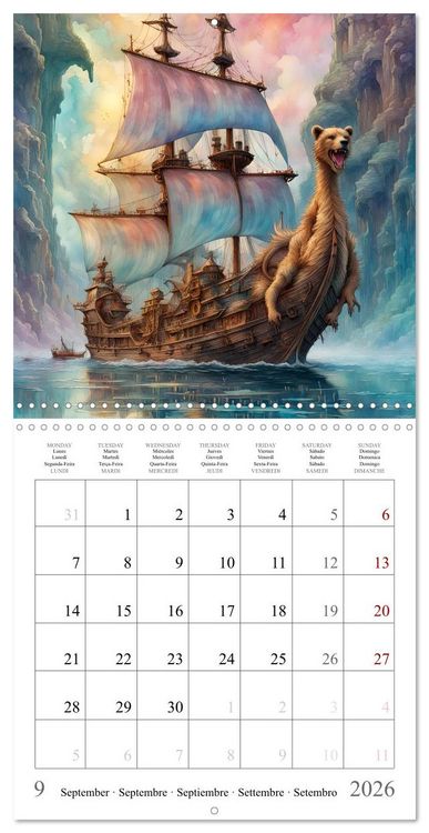 Produktbild: Voiliers-Dragons imaginaires (Calendrier mural carr&eacute; 2026 30x30 cm) Calendrier double avec une page pour vos prises de notes