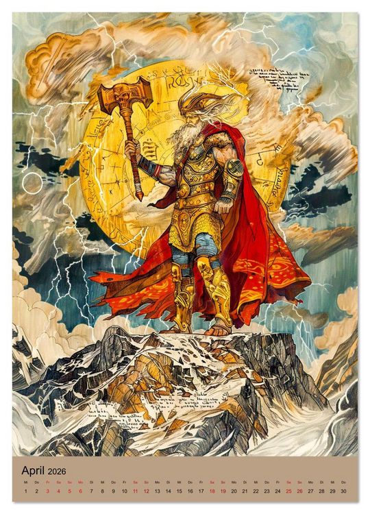 Produktbild: Wikinger - Mythologie - G&ouml;tter, Runen und Legenden (Wandkalender 2026 DIN A2 hoch), CALVENDO Monatskalender