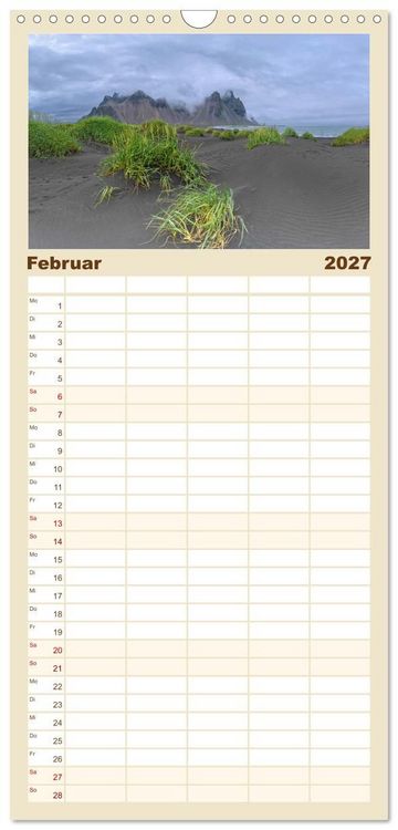 Produktbild: Familienplaner 2027 - Naturwunder in Island mit 5 Spalten (Wandkalender, 21 x 45 cm) CALVENDO