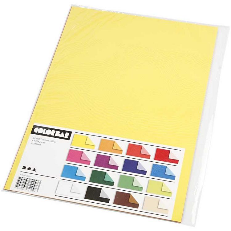 Produktbild: Creativ Company Color Bar-Papier, A4, Blatt 210x297 mm, 100 g, 16 Blatt sortiert