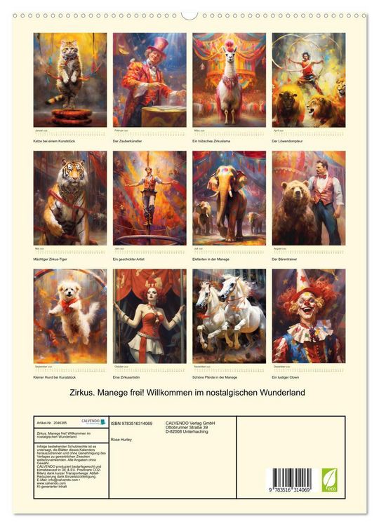 Produktbild: Zirkus. Manege frei! Willkommen im nostalgischen Wunderland (hochwertiger Premium Wandkalender 2026 DIN A2 hoch), Kunstdruck in Hochglanz