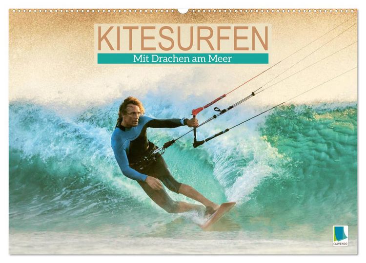 Produktbild: Kitesurfen: Mit Drachen am Meer (Wandkalender 2026 DIN A2 quer), CALVENDO Monatskalender