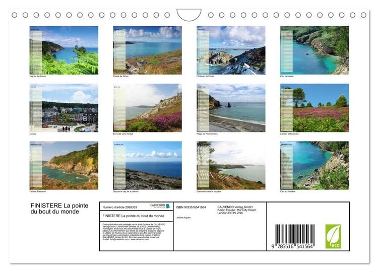 Produktbild: FINISTERE La pointe du bout du monde (Calendrier mural 2026 DIN A4 vertical), CALVENDO calendrier mensuel