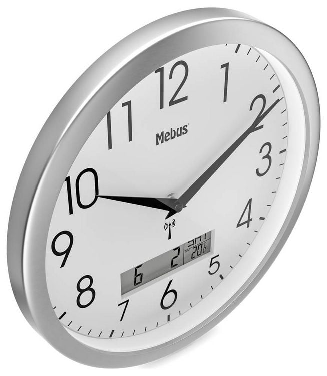 Produktbild: Mebus 19422 Funk Wanduhr 30cm x 30mm Silber