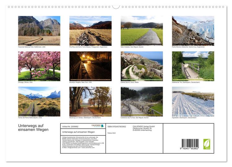 Produktbild: Unterwegs auf einsamen Wegen (hochwertiger Premium Wandkalender 2026 DIN A2 quer), Kunstdruck in Hochglanz