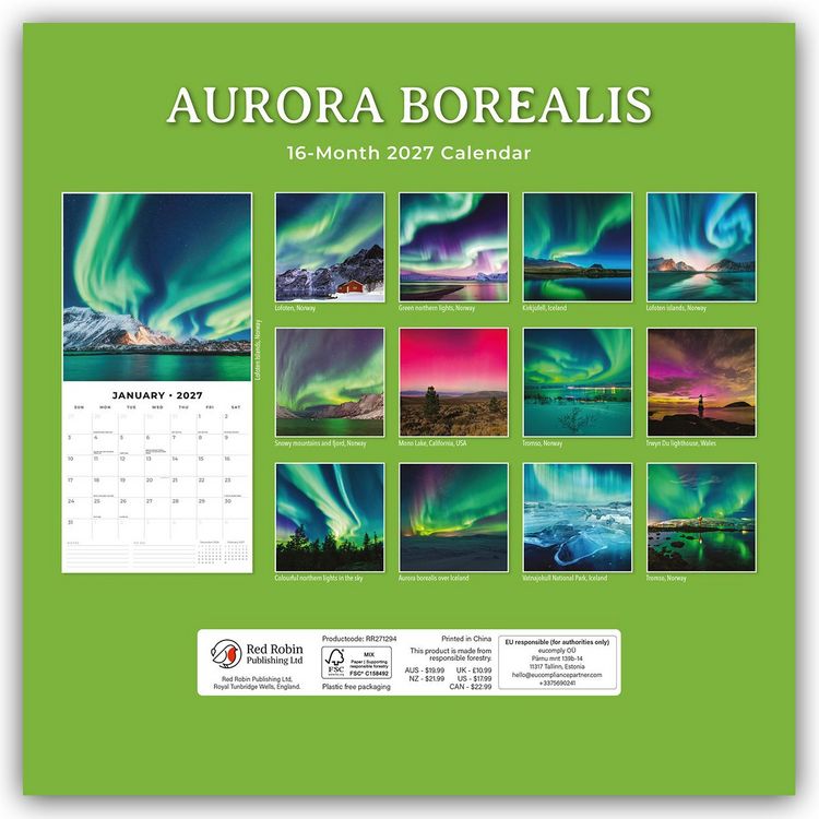 Produktbild: Aurora Borealis &ndash; Nordlichter &ndash; Polarlicht 2027 &ndash; 16-Monatskalender
