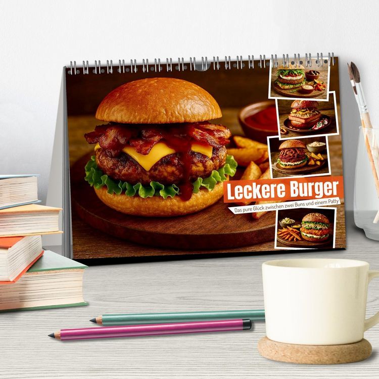 Produktbild: Leckere Burger (Tischkalender 2026 DIN A5 quer), CALVENDO Monatskalender