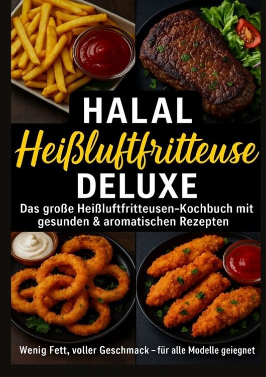 Produktbild: Halal Airfryer Deluxe: Das gro&szlig;e Hei&szlig;luftfritteusen-Kochbuch mit gesunden & aromatischen Rezepten FARBAUSGABE