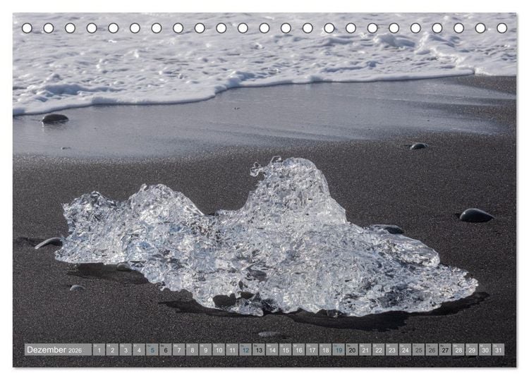 Produktbild: Island - Gletscher, Wasserf&auml;lle, Hei&szlig;e Quellen (Tischkalender 2026 DIN A5 quer), CALVENDO Monatskalender