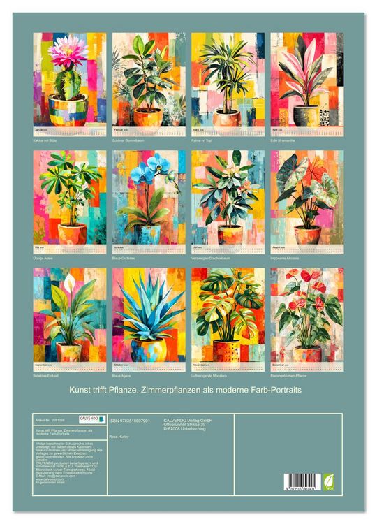 Produktbild: Kunst trifft Pflanze. Zimmerpflanzen als moderne Farb-Portraits (Wandkalender 2026 DIN A2 hoch), CALVENDO Monatskalender