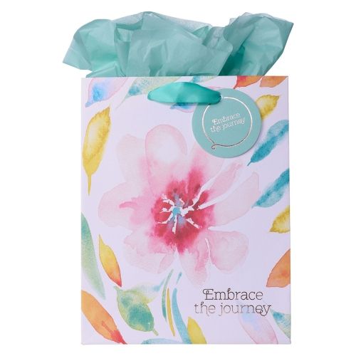 Produktbild: Pink Daisies Gift Bag Set W/Tissue Paper Embrace the Journey Floral