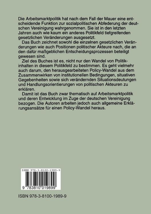 Produktbild: Arbeitsmarktpolitik