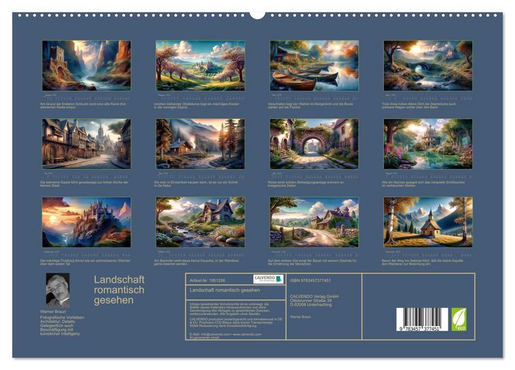 Produktbild: Landschaft romantisch gesehen (hochwertiger Premium Wandkalender 2026 DIN A2 quer), Kunstdruck in Hochglanz