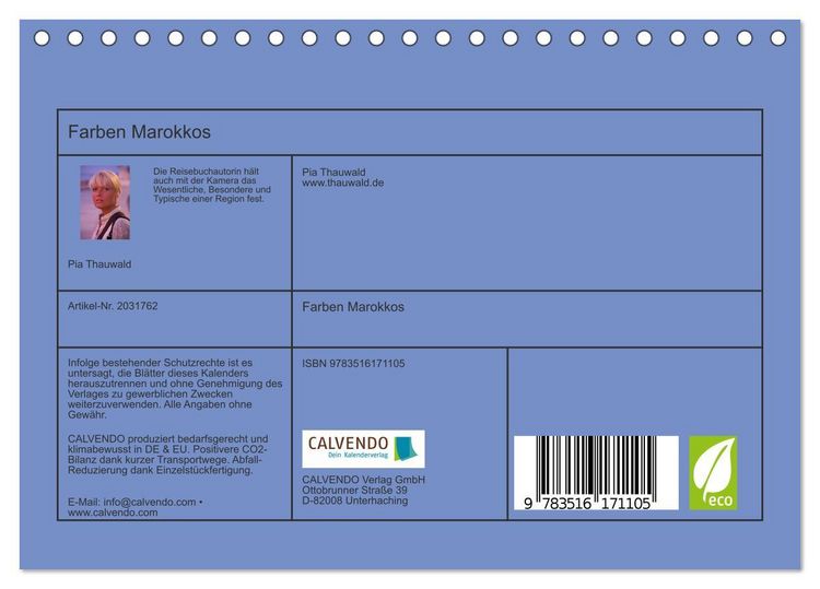 Produktbild: Farben Marokkos (Tischkalender 2026 DIN A5 quer), CALVENDO Monatskalender