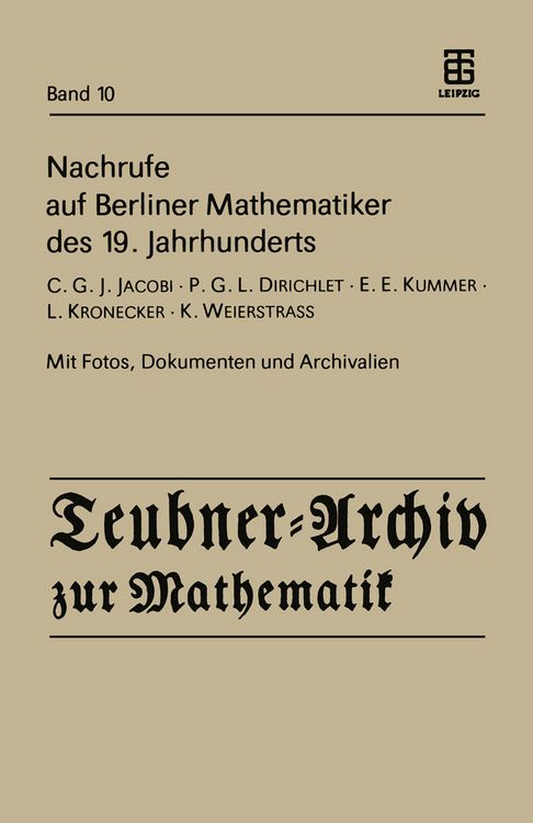 Produktbild: Nachrufe auf Berliner Mathematiker des 19. Jahrhunderts