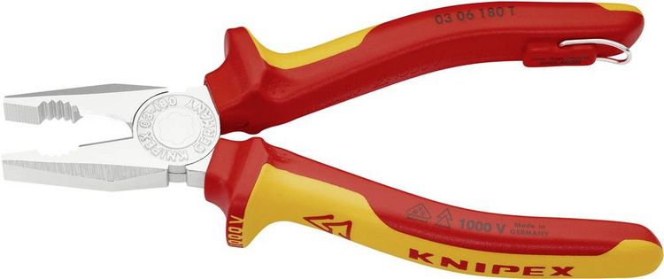Produktbild: Knipex 03 06 180 T VDE Kombizange 180mm DIN EN 60900, DIN ISO 5746