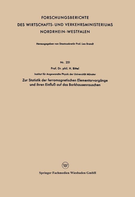 Produktbild: Zur Statistik der ferromagnetischen Elementarvorg&auml;nge und ihren Einflu&szlig; auf das Barkhausenrauschen
