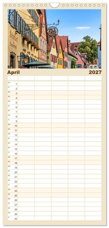 Produktbild: Familienplaner 2027 - Dinkelsb&uuml;hl - Zw&ouml;lf Momente in der Altstadt mit 5 Spalten (Wandkalender, 21 x 45 cm) CALVENDO