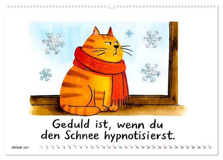 Produktbild: Freche Katzen - Humorvolle Spr&uuml;che und charmante Comics (Wandkalender 2027 DIN A2 quer), CALVENDO Monatskalender