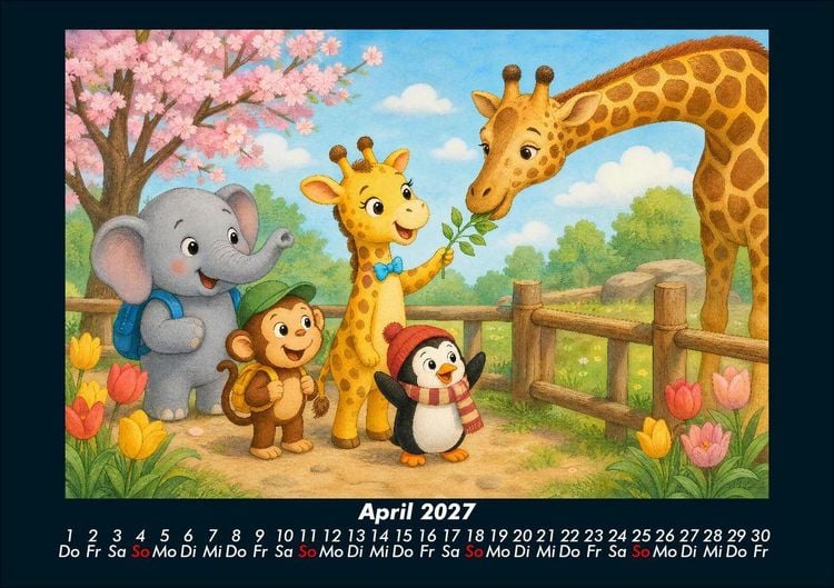 Produktbild: Ein Jahr im Zoo mit Raffi und Freunden 2027 Fotokalender DIN A5
