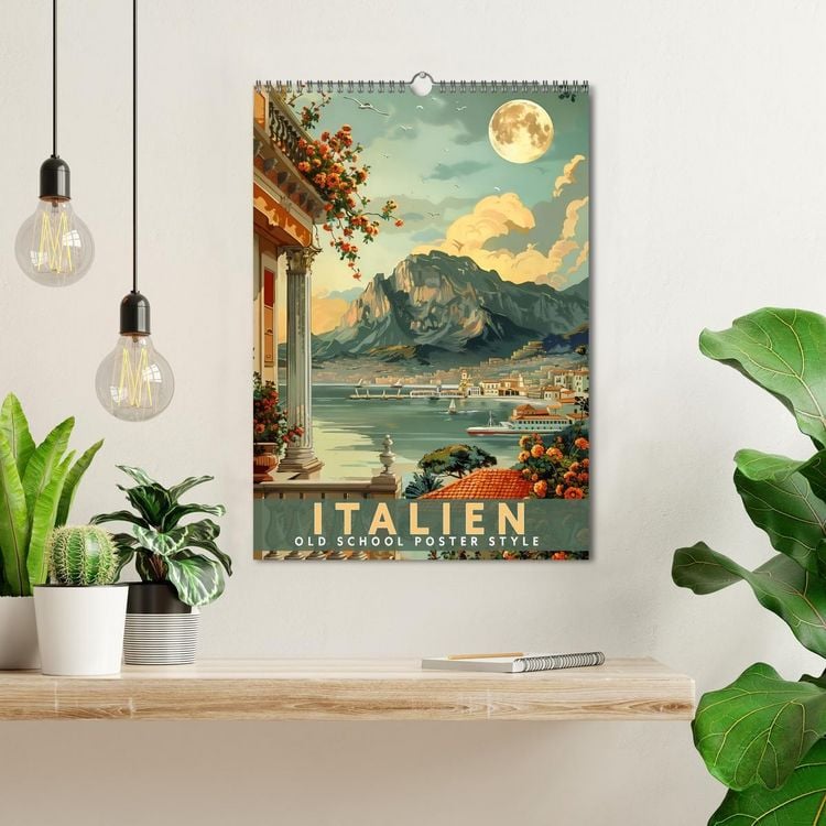 Produktbild: Italien - Old School Poster Style (Wandkalender 2026 DIN A3 hoch), CALVENDO Monatskalender