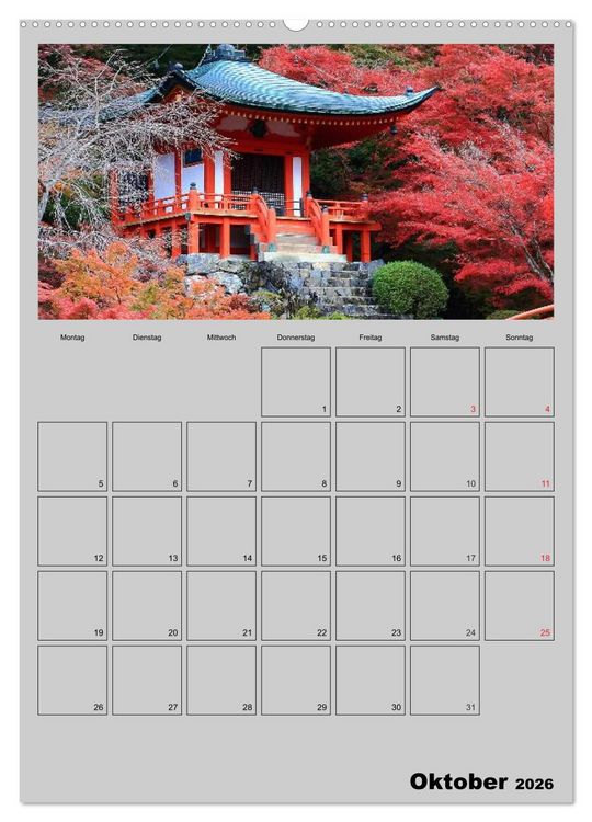 Produktbild: Wundervolles Japan (Wandkalender 2026 DIN A2 hoch), CALVENDO Monatskalender