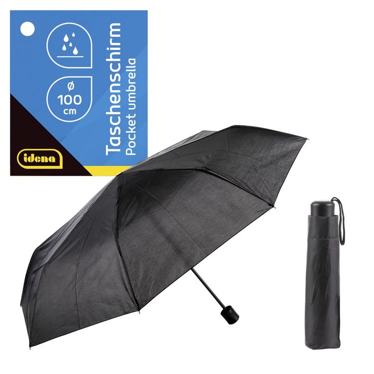Produktbild: Idena Taschenregenschirm schwarz &Oslash;100cm