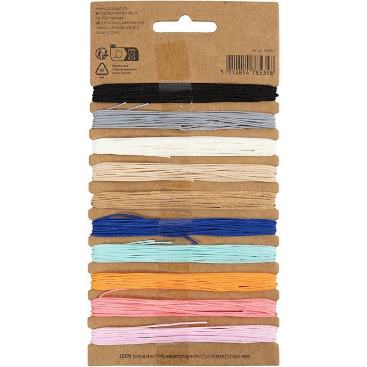 Produktbild: Creativ Company Polyesterschnur, Dicke 0,6 mm, sortierte Farben, 10x4 m