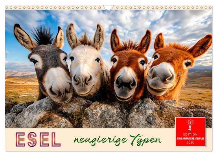 Produktbild: Esel - neugierige Typen (Wandkalender 2026 DIN A3 quer), CALVENDO Monatskalender