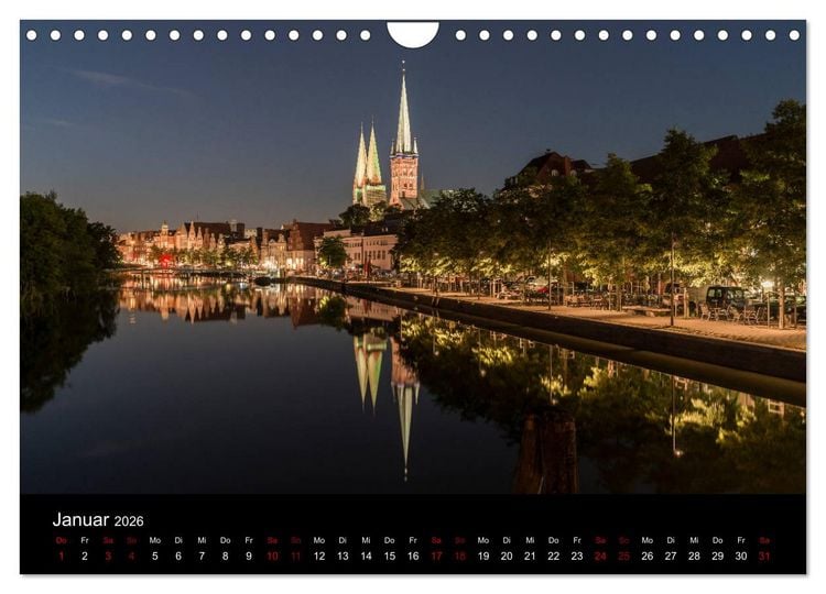 Produktbild: Eine Nacht in L&uuml;beck (Wandkalender 2026 DIN A4 quer), CALVENDO Monatskalender