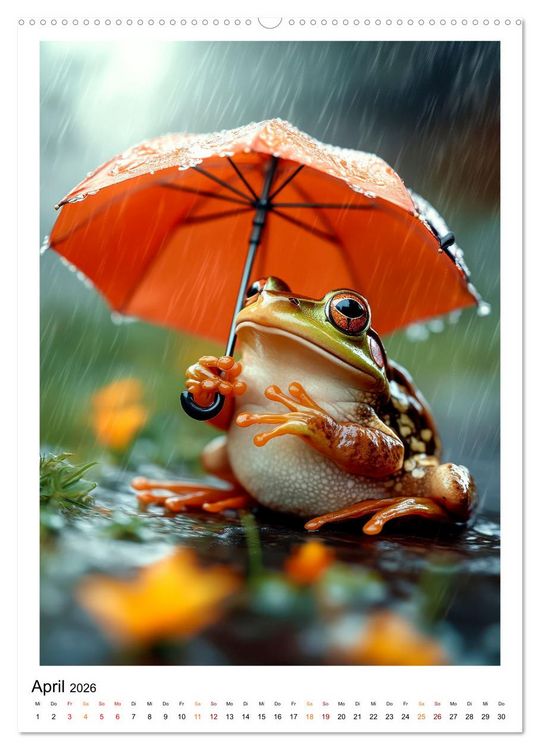 Produktbild: Quak mal r&uuml;ber - ein Jahr voller Fr&ouml;sche (Wandkalender 2026 DIN A2 hoch), CALVENDO Monatskalender