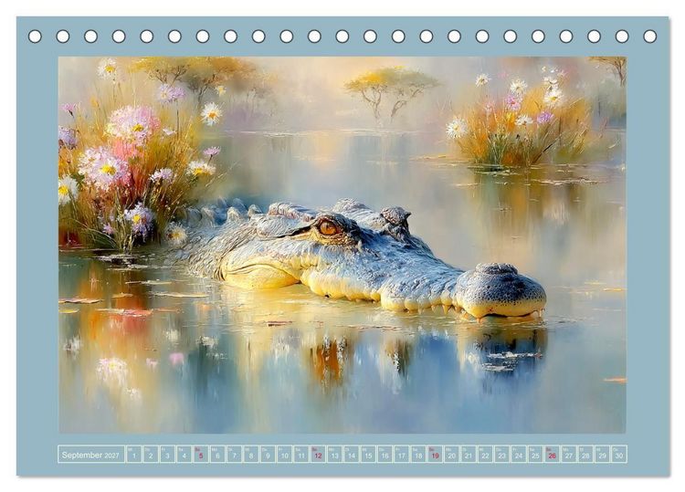 Produktbild: Krokodile. Stille Kraft irgendwo am Wasser (Tischkalender 2027 DIN A5 quer), CALVENDO Monatskalender