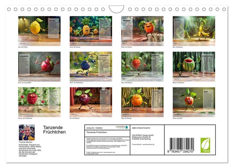 Produktbild: Tanzende Fr&uuml;chtchen (Wandkalender 2026 DIN A4 quer), CALVENDO Monatskalender
