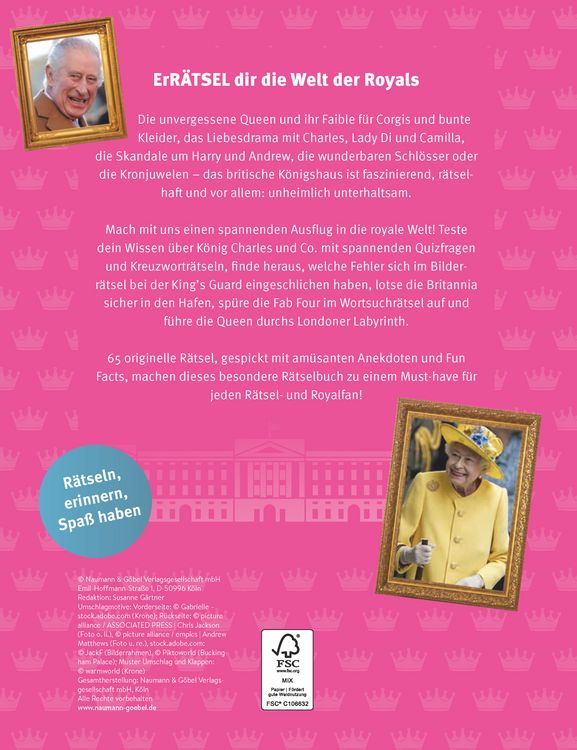 Produktbild: Die Royals R&auml;tselbuch. R&auml;tsel-Reise ins britische K&ouml;nigshaus